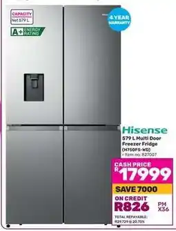 Game Hisense 579 L Multi Door Freezer Fridge (H750FS-WD) offer