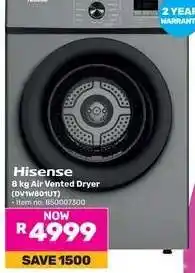 Game Hisense 8 kg Air Vented Dryer offer
