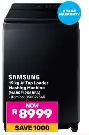 Game Samsung 19 kg AI Top Loader Washing Machine offer