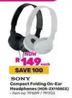 Game Sony Compact Folding On-Ear Headphones MDR-ZX110BCE offer
