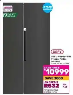 Game DEFY 559 L Side-by-Side Freezer Fridge (DFF636) offer