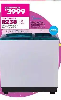 Game Midea 15 kg Twin Tub Washing Machine (BL15TTW) offer