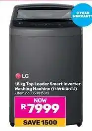 Game LG 18 kg Top Loader Smart Inverter Washing Machine (T18V1NDDHT2) offer