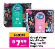 Game Great Value Maxi Pads offer