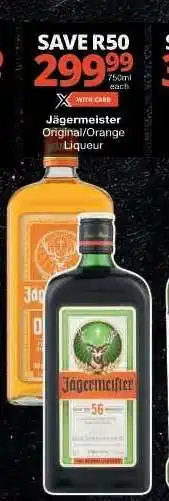 Checkers Jägermeister Original/Orange Liqueur offer