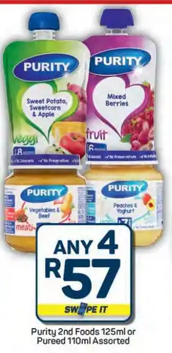 Pick n Pay Hypermarket Purity 2nd Foods 125ml or Pureed 110ml Assorted offer