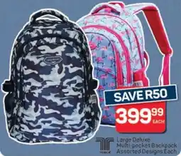 Pick n Pay Hypermarket Large Deluxe Multi-pocket Backpack Assorted Designs offer