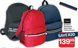 Pick n Pay Hypermarket Elegant Student Backpack Assorted Colours offer