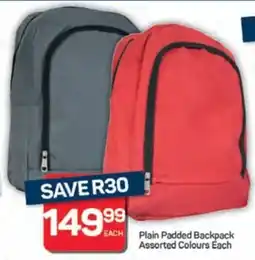 Pick n Pay Hypermarket Plain Padded Backpack Assorted Colours offer