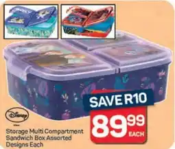 Pick n Pay Hypermarket Disney Storage Multi Compartment Sandwich Box Assorted Designs offer