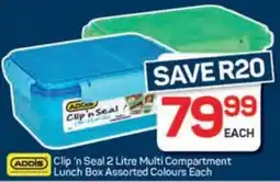 Pick n Pay Hypermarket ADDIS Clip 'n Seal Multi Compartment Lunch Box Assorted Colours offer