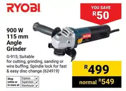 Builders Warehouse Ryobi 900W Angle Grinder offer