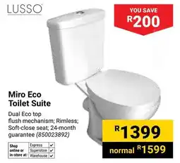 Builders Warehouse Lusso Miro Eco Toilet Suite offer