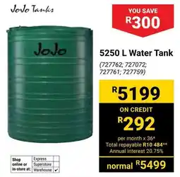 Builders Warehouse JoJo Water Tank offer
