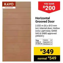 Builders Warehouse Kayo Horizontal Grooved Door offer