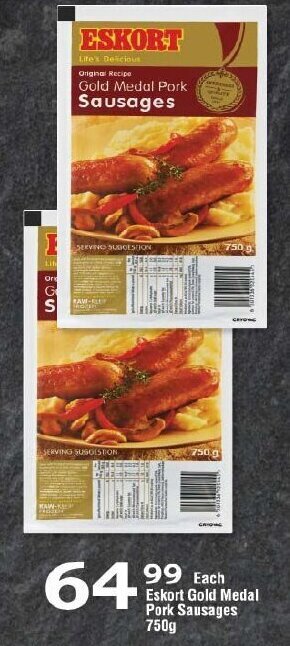 Oxford Freshmarket Eskort Gold Medal Pork Sausages 750g offer