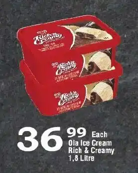 Oxford Freshmarket Ola Ice Cream Rich & Creamy 1.8 Litre offer
