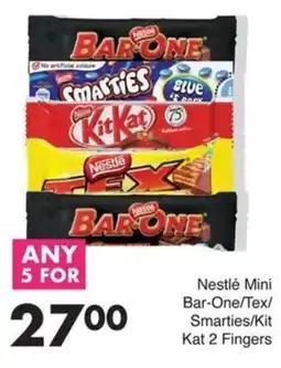 Save Nestlé Mini Bar-One/ Tex/ Smarties/Kit Kat 2 Fingers offer