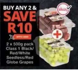 Checkers Hyper Class 1 Black/ Red/ White Seedless/ Red Globe Grapes offer