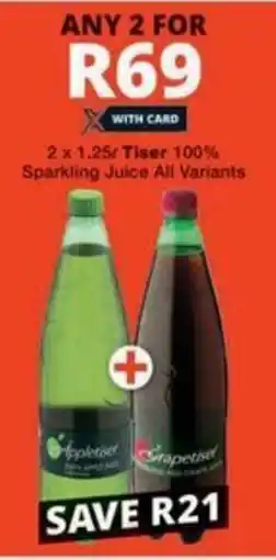 Checkers Hyper Tiser 100% Sparkling Juice All Variants offer