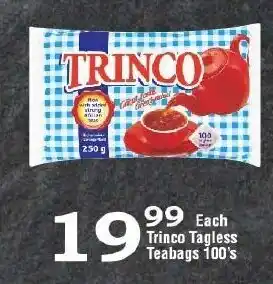 Oxford Freshmarket Trinco Tagless Teabags 100's offer