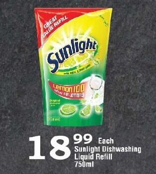 Oxford Freshmarket Sunlight Dishwashing Liquid Refill 750ml offer