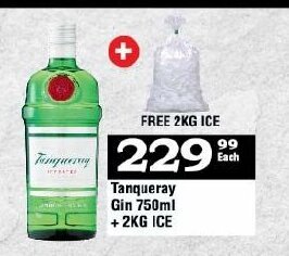 Tanqueray Gin 750ml + 2kg Ice