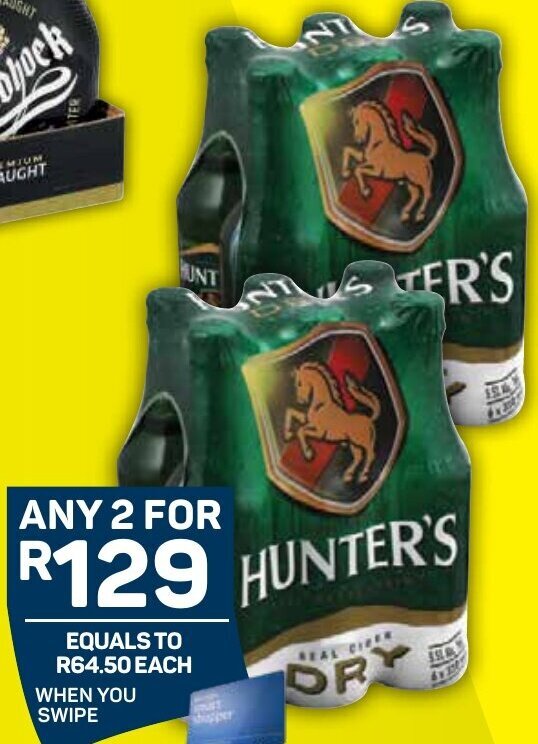 Hunter's Real Cider Dry 5.5 Vol 6x330 ml offer at Pick n Pay Liquor