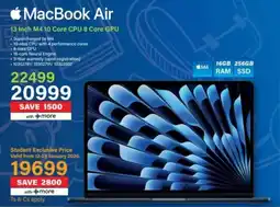 Incredible Connection MacBook Air 13 Inch M4.10 Core CPU 8 Core GPU offer