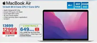 MacBook Air 13 Inch M1 8 Core CPU 7 Core GPU