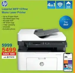 Incredible Connection HP LaserJet MFP 137fnw Mono Laser Printer offer