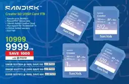 Incredible Connection SanDisk Creator SD UHSII Card 1TB offer