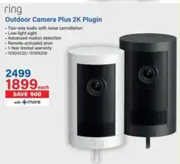 Incredible Connection Ring Outdoor Camera Plus 2K Plugin offer