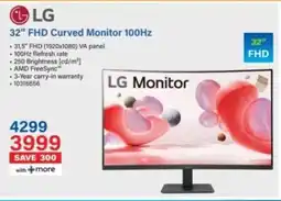 Incredible Connection LG 32" FHD Curved Monitor 100Hz offer