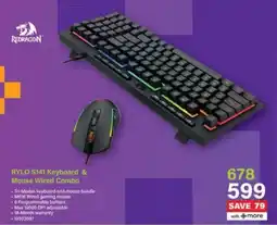 Incredible Connection Redragon Rylo S141 Keyboard & Mouse Wired Combo offer