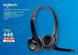 Incredible Connection Logitech H390 Black USB Stereo Headset offer
