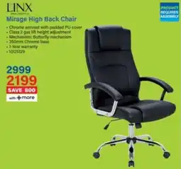 Incredible Connection Linx Mirage High Back Chair offer