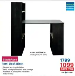 Incredible Connection Steel&Rose Remi Desk Black offer