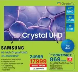 Incredible Connection Samsung 85-inch Crystal UHD 4K-85U8000F offer