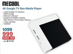 Incredible Connection Mecool 4K Google TV Box-Media Player offer