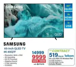 Incredible Connection Samsung 65-inch QLED TV 4K-65Q7F offer