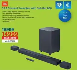 Incredible Connection JBL 5.1.2 Channel Soundbar with Sub Bar 800 offer