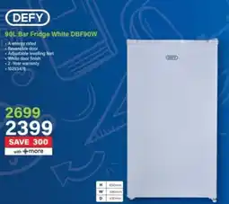 Incredible Connection Defy Bar Fridge White DBF90W offer