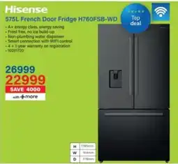 Incredible Connection Hisense French Door Fridge H760FSB-WD offer