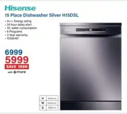 Incredible Connection Hisense 15 Place Dishwasher Silver H15DSL offer