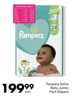 Save Hyper Pampers Active Baby Jumbo Pack Diapers offer