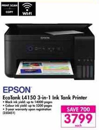Makro Epson Ecotank L4150 3-in-1 Ink Tank Printer offer