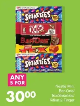 Save Hyper Nestlé Mini Bar-One/ Tex/ Smarties/ Kitkat 2 Finger offer