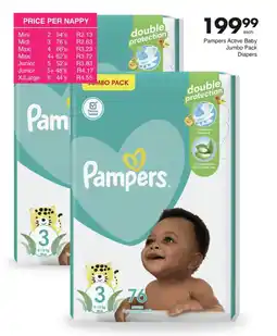 Save Hyper Pampers Active Baby Jumbo Pack Diapers offer