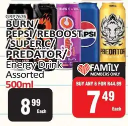KitKat Cash and Carry BURN/PEPSI/REBOOST/SUPER C/PREDATOR Energy Drink offer